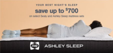 Up to $700 Off Select Sealy and Ashley Sleep Mattress Sets from Ashley Homestore
