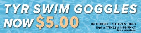 TYR Swim Goggles Now $5.00 from Hibbett Sports