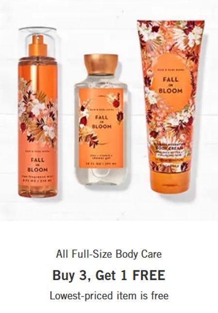 All Full-Size Body Care Buy 3, Get 1 Free