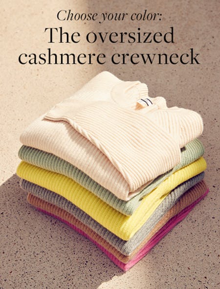 The Oversized Cashmere Crewneck from J.Crew