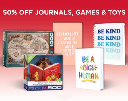 50% Off Journals, Games & Toys