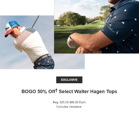 BOGO 50% Off Select Walter Hagen Tops from Golf Galaxy