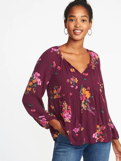 Floral-Print Boho Swing Blouse for Women from Old Navy