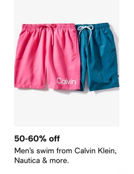 50-60% Off Men's Swim From Calvin Klein, Nautica and More