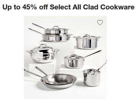 Up to 45% Off Select All Clad Cookware from Crate & Barrel