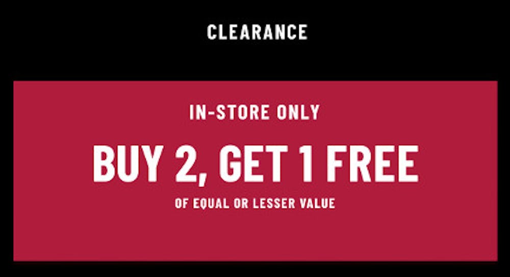 Clearance Buy 2, Get 1 Free