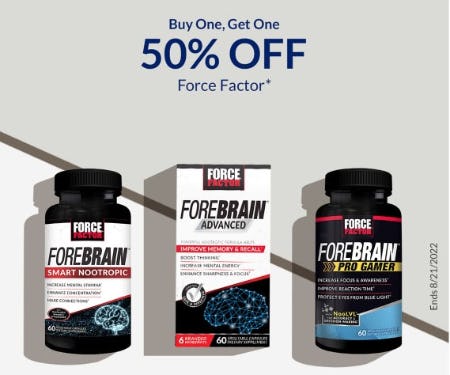 BOGO 50% Off Force Factor from The Vitamin Shoppe                      