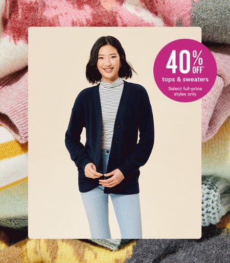 40% Off Tops and Sweaters
