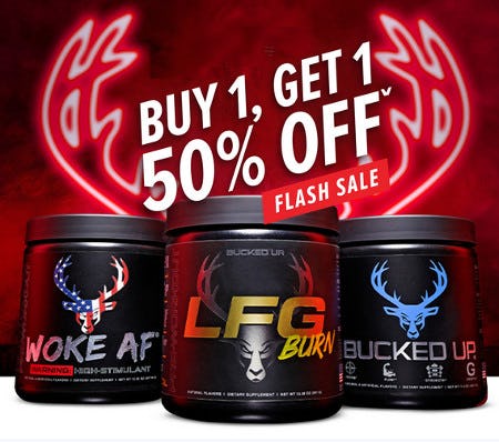 Bucked Up® Favorites: Buy 1, Get 1 50% Off from GNC