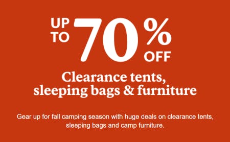 Up to 70% Off Clearance Tents, Sleeping Bags & Furniture from REI