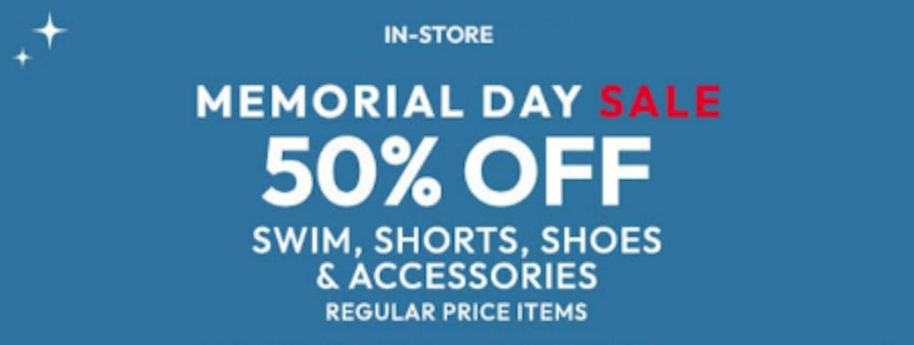 50% Off Swim, Shorts, Shoes & Accessories
