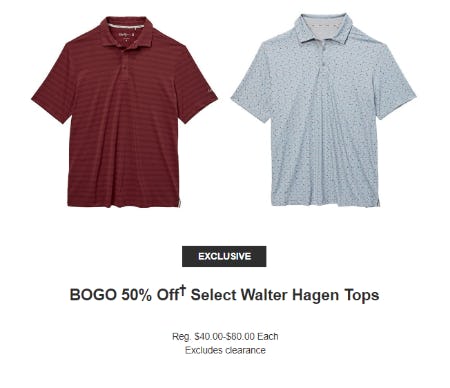 BOGO 50% Off Select Walter Hagen Tops from Golf Galaxy