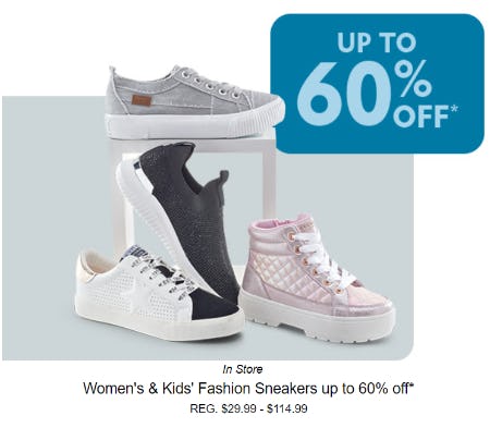 Up to 60% Off Women's & Kids' Fashion Sneakers from Shoe Carnival