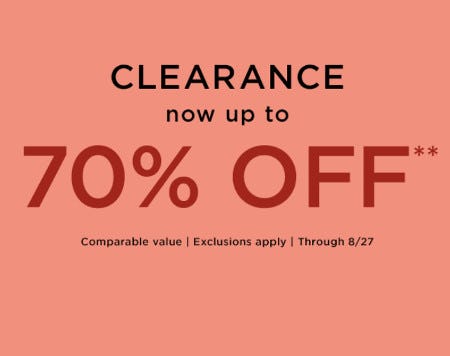 Clearance Now Up to 70% off