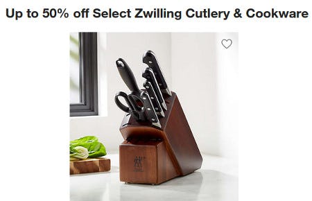 Up to 50% off Select Zwilling Cutlery & Cookware from Crate & Barrel