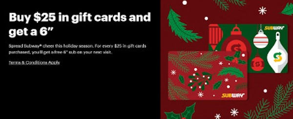 $25 in Gift Cards and Get a 6"