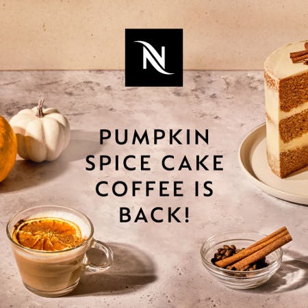 Pumpkin Spice Cake is Back! from Nespresso