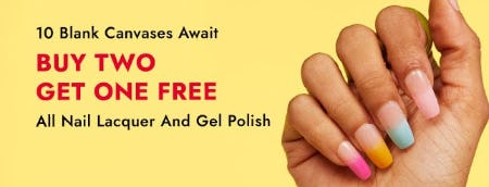 Buy Two, Get One Free All Nail Lacquer and Gel Polish from Sally Beauty Supply