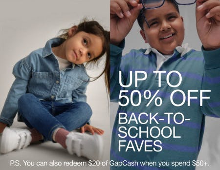 Up to 50% Off Back-to-School Faves from Gap