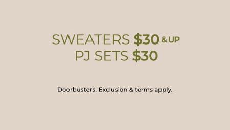 Sweaters $30 & Up and PJ Sets $30 from Lane Bryant