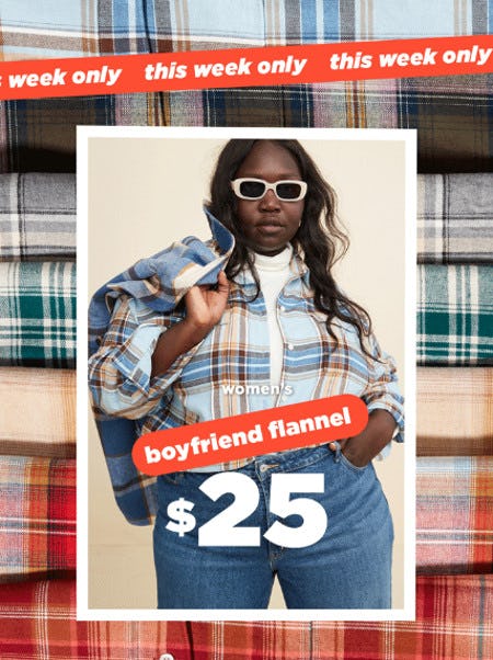 $25 Women's Boyfriend Flannel