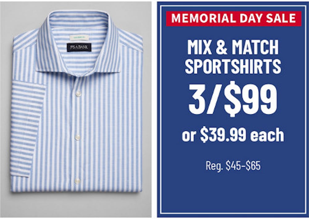 Mix & Match Sportshirts 3 for $99