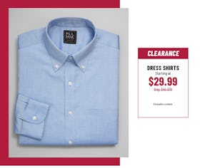 Clearance Dress Shirts Starting at $29.99