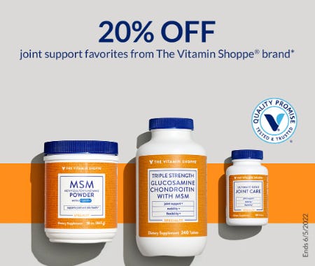 20% Off Joint Support Favorites from The Vitamin Shoppe Brand from The Vitamin Shoppe