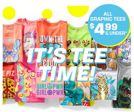 All Graphic Tees $4.99 & Under from The Children's Place Gymboree