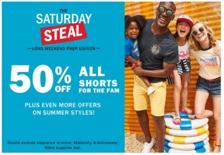 50% Off All Shorts for the Fam from Old Navy