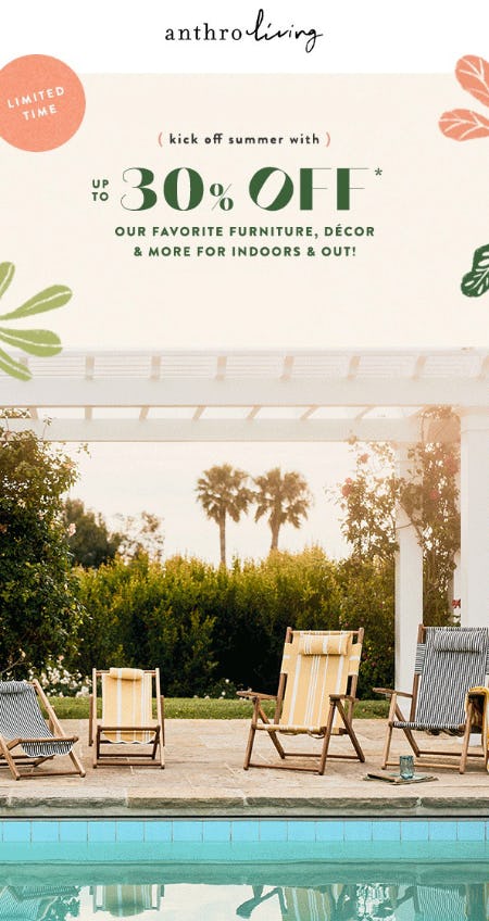 Up to 30% Off Furniture, Décor & More from Anthropologie