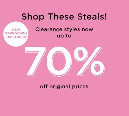 Clearance Styles Now Up to 70% off Original Prices