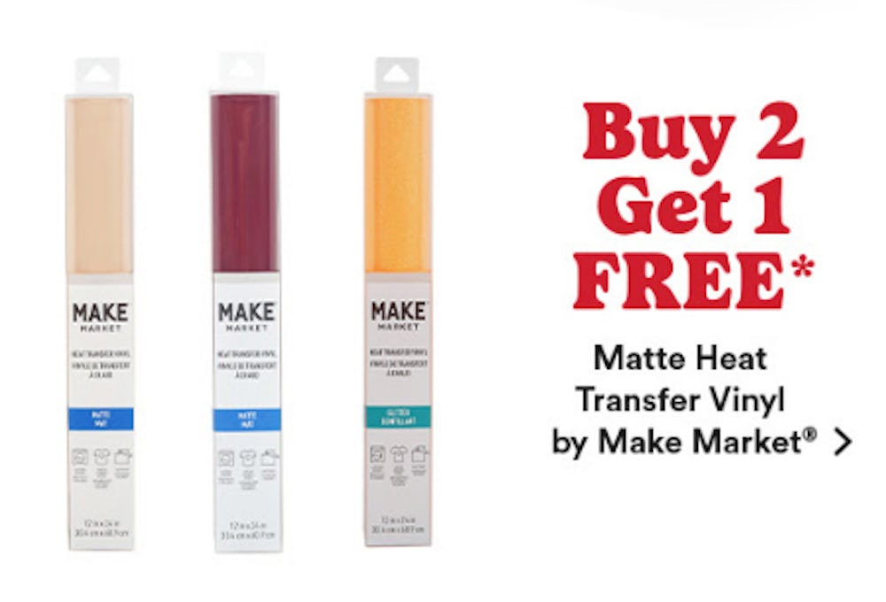 Buy 2, Get 1 Free Matte Heat Transfer Vinyl by Make Market