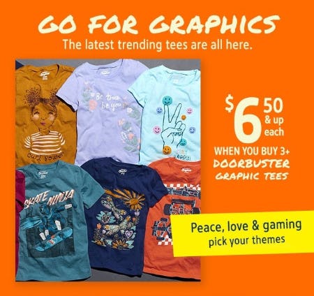$6.50 & Up Each When You Buy 3+ Doorbuster Graphic Tees from Oshkosh B'gosh