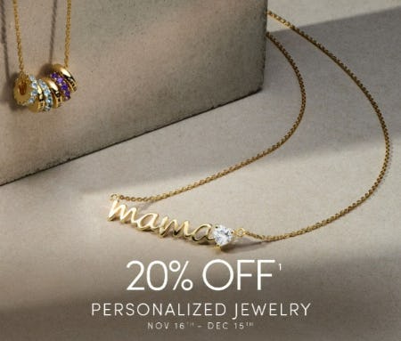 20% Off Personalized Jewelry from Jared Galleria of Jewelry