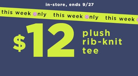 $12 Plush Rib-Knit Tee for Women