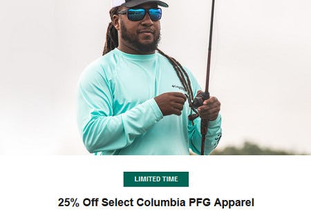 25% Off Select Columbia PFG Apparel