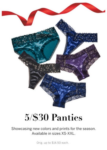 5 for $30 Panties from Victoria's Secret