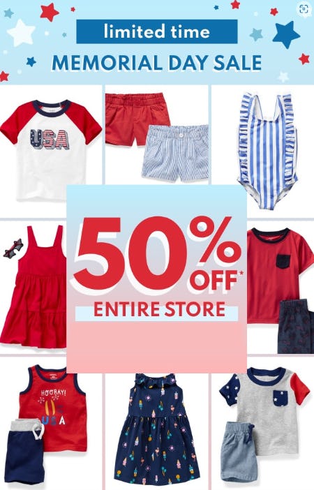 50% Off Memorial Day Sale from Carter's
