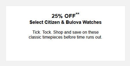 25% Off Select Citizen & Bulova Watches from Kay Jewelers