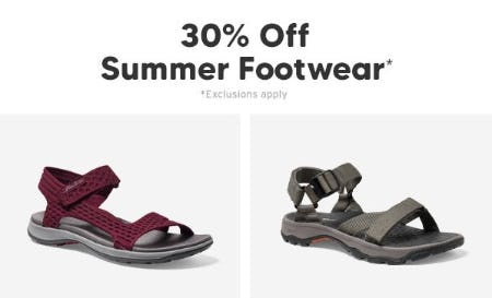 30% Off Summer Footwear from Eddie Bauer