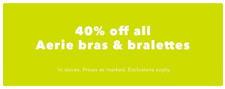40% Off All Aerie Bras & Bralettes from Aerie