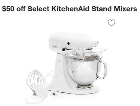 $50 Off Select KitchenAid Stand Mixers from Crate & Barrel