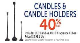 40% Off Candles and Candle Holders