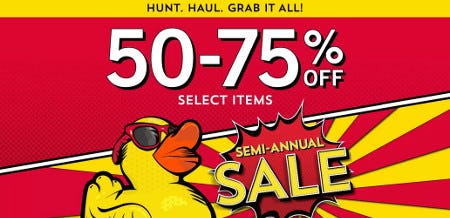 Semi-Annual Sale: 50-75% Off Select Items