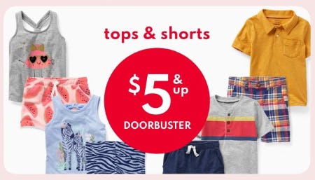 Tops & Shorts $5 & Up Doorbuster from Carter's Oshkosh