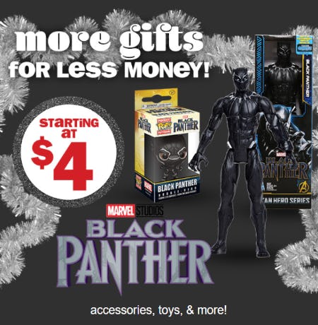 Starting at $4 Black Panther Accessories, Toys, and More from Five Below