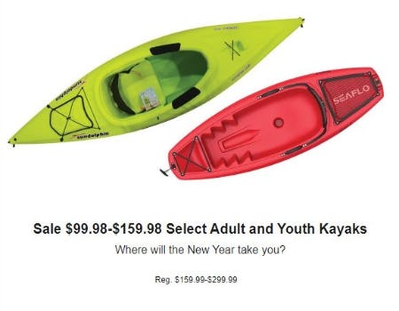 $99.98-$159.98 Select Adult and Youth Kayaks from Dick's Sporting Goods