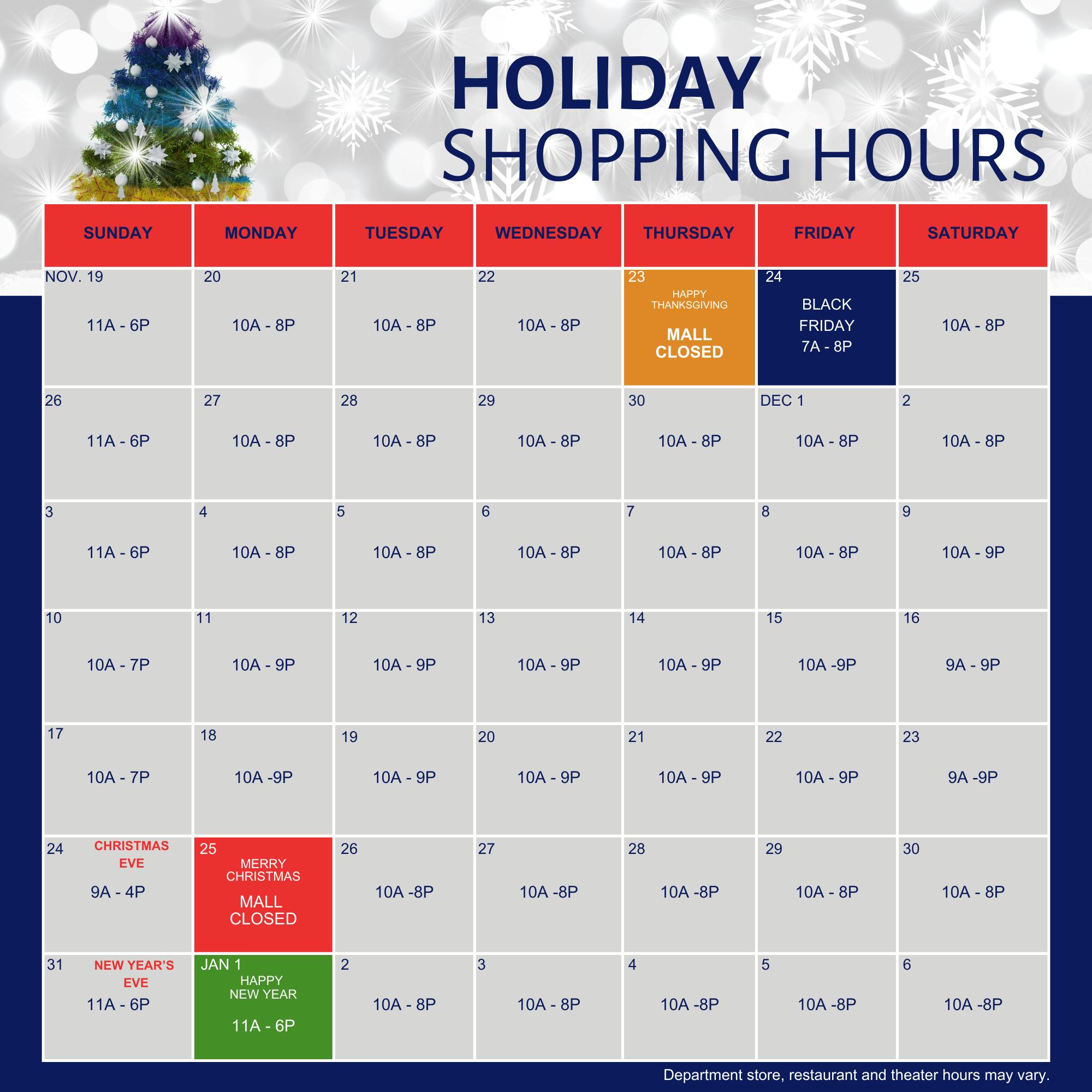 River Hills Mall Extended Holiday Hours