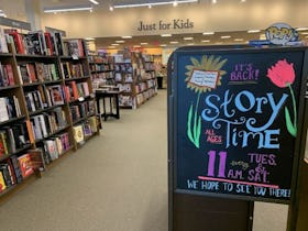 Join Barnes and Noble for new stories, bookseller favorites, classic stories and seasonal stories in the Kids Department.  Coloring activities to follow.